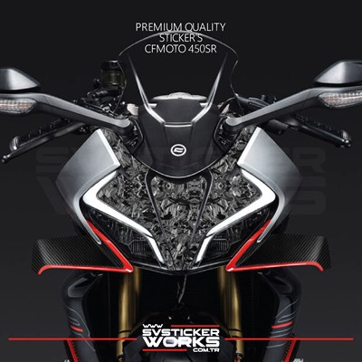 CFMOTO 450SR Kaplama Sticker Ön Kafa Forged Karbon Serisi Sticker Etiket Modeli 
