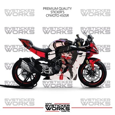 CFMOTO 450SR Kaplama Sticker Anime Girl Design Motor Kaplama Modeli Hazır Kit Tüm Modeller Uyumlu 