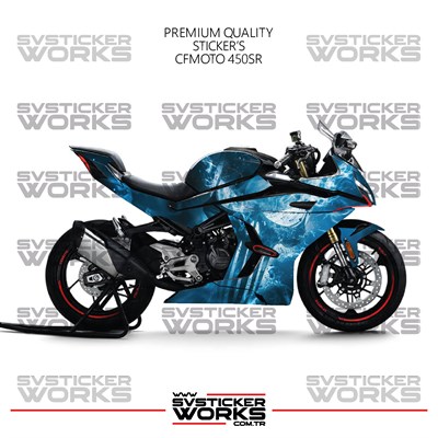 CFMOTO 450SR Kaplama Sticker Blue Punisher Design Motor Kaplama Modeli Hazır Kit Tüm Modeller Uyumlu 
