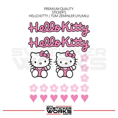 Hello Kitty Sticker Yapışkan Tüm Zeminlere Uyumlu Motor Araba Etiket Sticker