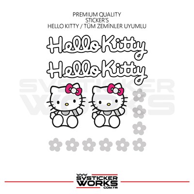 Hello Kitty Sticker Yapışkan Tüm Zeminlere Uyumlu Motor Araba Etiket Sticker