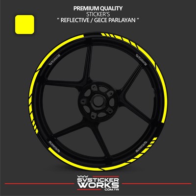 Reflektif Motosiklet Jant Sticker Seti 17 inch Uyumlu 16Lı Set