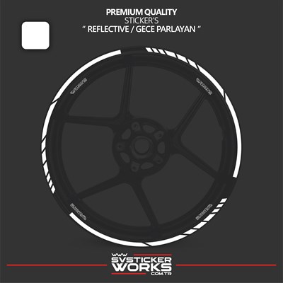 Reflektif Motosiklet Jant Sticker Seti 17 inch Uyumlu 16Lı Set