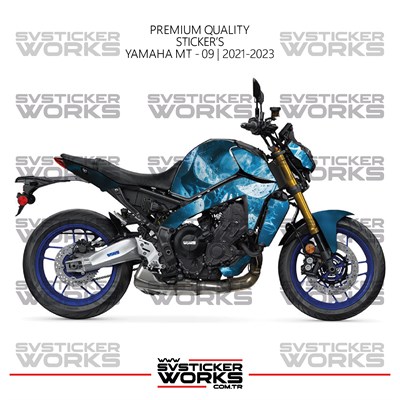 Yamaha MT-09 Kaplama Sticker Blue Punisher Design Motor Kaplama Modeli Hazır Kit 2021-2023 Uyumlu 