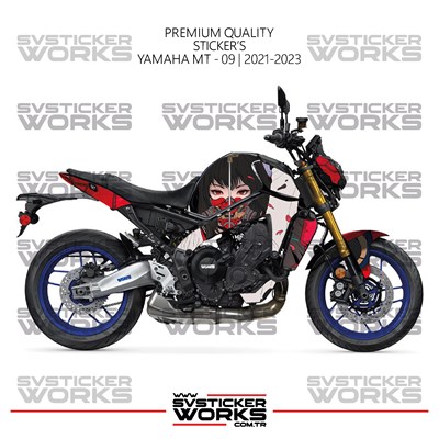 Yamaha MT-09 Kaplama Sticker Anime Girl Design Motor Kaplama Modeli Hazır Kit 2021-2023 Uyumlu 