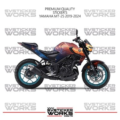 Yamaha MT-25 Kaplama Sticker Kırmızı Ve Mavi Şimşek Design Motor Kaplama Modeli Hazır Kit 2019-2024 Uyumlu 