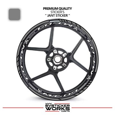 Yamaha MT07 Jant Sticker Ve İç Yazı Basklı Etiket Sticker Modeli Premium Kalite