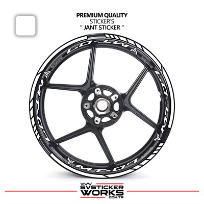 Yamaha MT07 Jant Sticker Ve İç Yazı Basklı Etiket Sticker Modeli Premium Kalite