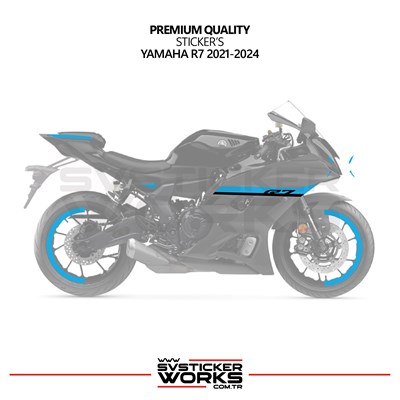 Yamaha R7 Açık Mavi Sticker Set 2021 - 2023
