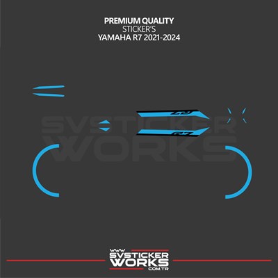 Yamaha R7 Açık Mavi Sticker Set 2021 - 2023