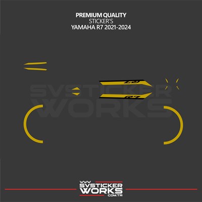 Yamaha R7 Metalik Gold Sticker Set 2021 - 2023