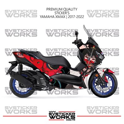 Yamaha Xmax Kaplama Sticker Anime Girl Design Motor Kaplama Modeli Hazır Kit 2017-2022 Uyumlu 