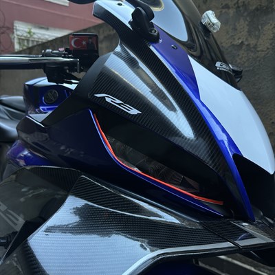 YAMAHA YZF-R25 ÖN KAFA SAĞ SOL 8CM R3 STICKER ETİKET MODELİ BEYAZ RENK