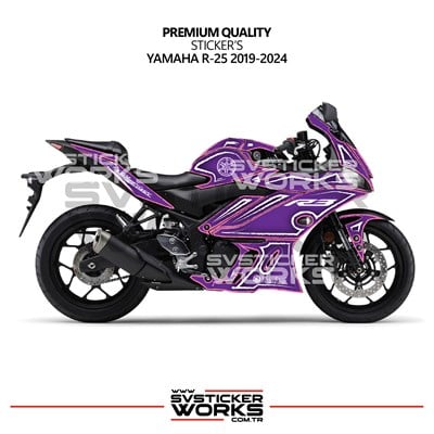 Yamaha YZF R25 R3 Kaplama Sticker Seti 2019-2024 Cell Shaded Kırmızı Beyaz