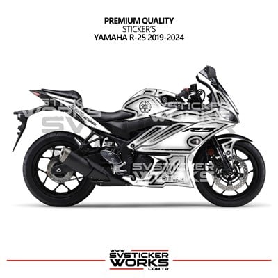 Yamaha YZF R25 R3 Kaplama Sticker Seti 2019-2024 Cell Shaded Kırmızı Beyaz