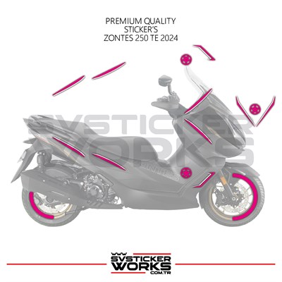 ZONTES 250 TE Sticker Kaplama Set Full Kit Parçalı Etiket Sticker Modeli Pembe
