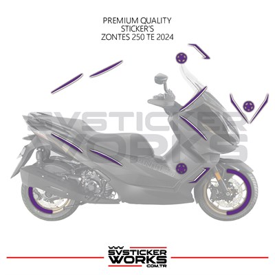 ZONTES 250 TE Sticker Kaplama Set Full Kit Parçalı Etiket Sticker Modeli Mor