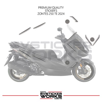 ZONTES 250 TE Sticker Kaplama Set Full Kit Parçalı Etiket Sticker Modeli Gri
