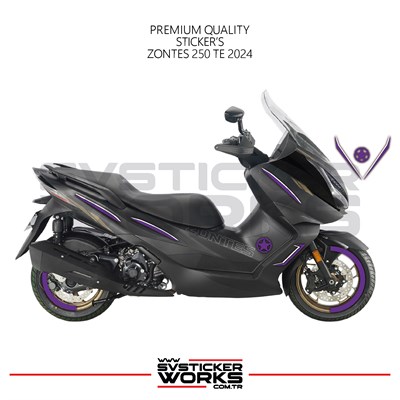 ZONTES 250 TE Sticker Kaplama Set Full Kit Parçalı Etiket Sticker Modeli Mor