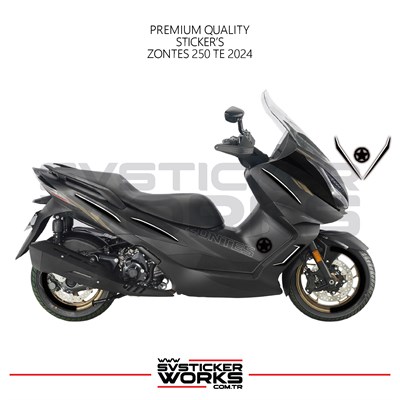 ZONTES 250 TE Sticker Kaplama Set Full Kit Parçalı Etiket Sticker Modeli Siyah