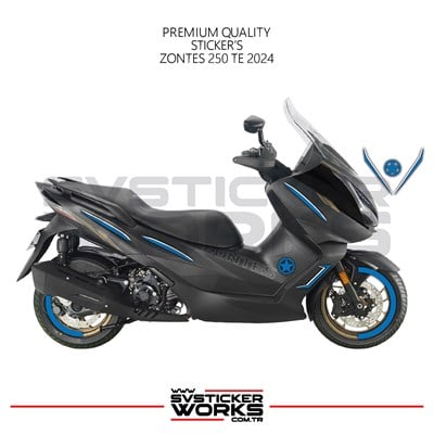 ZONTES 250 TE Sticker Kaplama Set Full Kit Parçalı Etiket Sticker Modeli Mavi