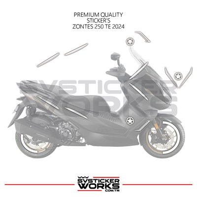 ZONTES 250 TE Sticker Kaplama Set Full Kit Parçalı Etiket Sticker Modeli Beyaz