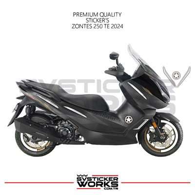 ZONTES 250 TE Sticker Kaplama Set Full Kit Parçalı Etiket Sticker Modeli Beyaz