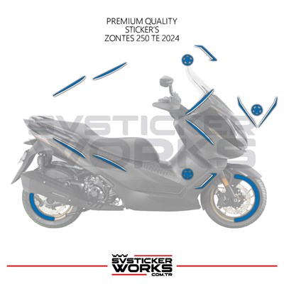 ZONTES 250 TE Sticker Kaplama Set Full Kit Parçalı Etiket Sticker Modeli Mavi