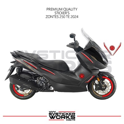 ZONTES 250 TE Sticker Kaplama Set Full Kit Parçalı Etiket Sticker Modeli Kırmızı