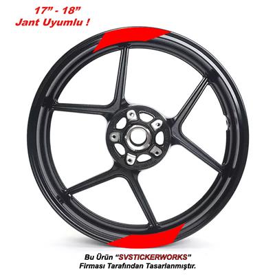 Tekli Kalın Dıştan İçe Motosiklet Jant Sticker 4Lü Set Sticker Etiket Modeli