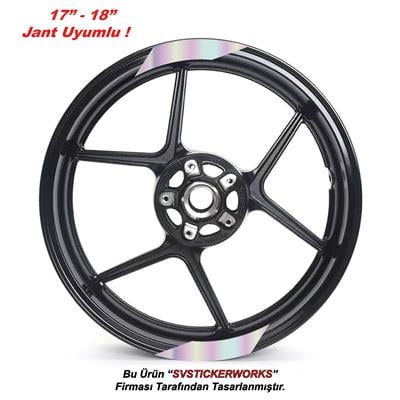 Tekli Kalın Dıştan İçe Motosiklet Jant Sticker 4Lü Set Sticker Etiket Modeli