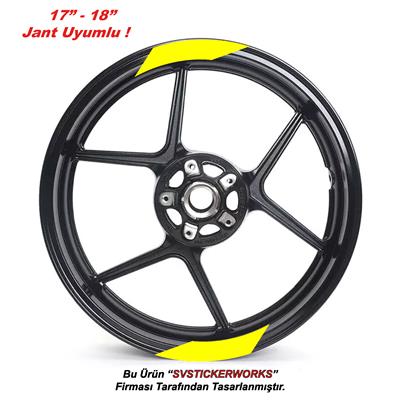 Tekli Kalın Dıştan İçe Motosiklet Jant Sticker 4Lü Set Sticker Etiket Modeli