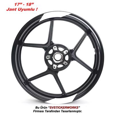 Tekli Kalın Dıştan İçe Motosiklet Jant Sticker 4Lü Set Sticker Etiket Modeli
