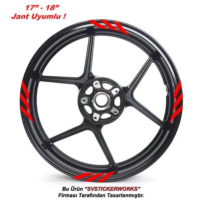 Üçlü Kalın Dıştan İçe Motosiklet Jant Sticker 16Lı Set Sticker Etiket Modeli