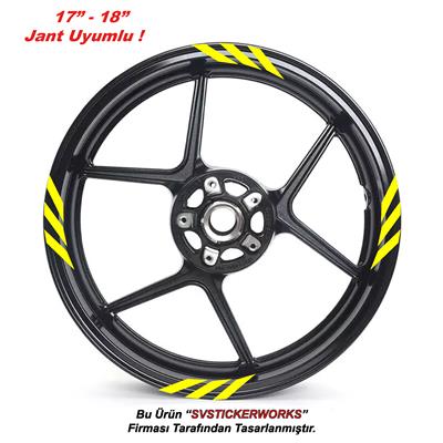 Üçlü Kalın Dıştan İçe Motosiklet Jant Sticker 16Lı Set Sticker Etiket Modeli