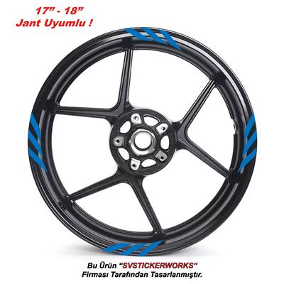 Üçlü Kalın Dıştan İçe Motosiklet Jant Sticker 16Lı Set Sticker Etiket Modeli