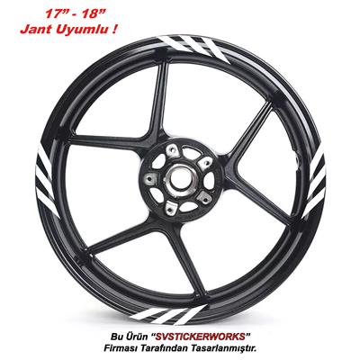 Üçlü Kalın Dıştan İçe Motosiklet Jant Sticker 16Lı Set Sticker Etiket Modeli