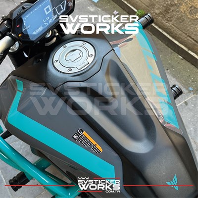 Yamaha MT-07 Depo Sticker 2021-2024 Model Turkuaz Renk Revizyon Sticker Set Sağ Sol MT Logosu Hediyeli