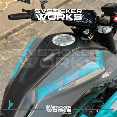 Yamaha MT-07 Depo Sticker 2021-2024 Model Turkuaz Renk Revizyon Sticker Set Sağ Sol MT Logosu Hediyeli