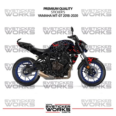 Yamaha MT-07 Kaplama Sticker Crimson Web Design Motor Kaplama Modeli Hazır Kit 2018-2020 Uyumlu 
