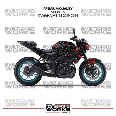 Yamaha MT-25 Kaplama Sticker Crimson Web Design Motor Kaplama Modeli Hazır Kit 2019-2024 Uyumlu 