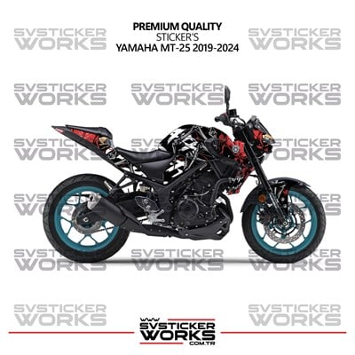 Yamaha MT-25 Kaplama Sticker Death Design Motor Kaplama Modeli Hazır Kit 2019-2024 Uyumlu 