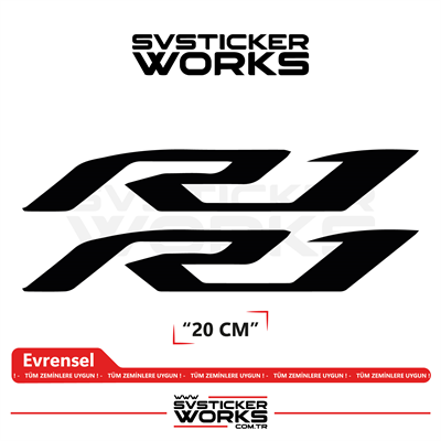 Yamaha R1 Uyumlu Yazı Sticker – Yüksek Kalite Özel Kesim Folyo (2li Set)