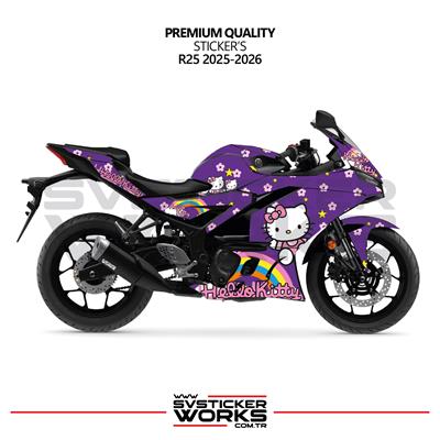 YAMAHA R25 Hello Kitty Kaplama Sticker Motor Kaplama Modeli Hazır Kit 2025 / 2026 Uyumlu