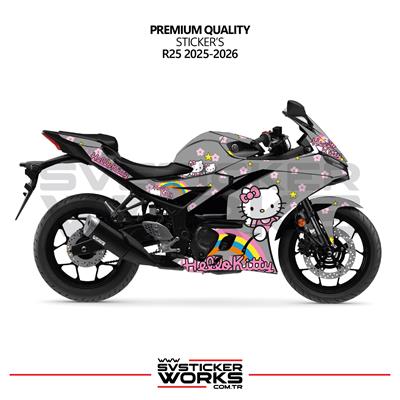 YAMAHA R25 Hello Kitty Kaplama Sticker Motor Kaplama Modeli Hazır Kit 2025 / 2026 Uyumlu