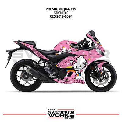 YAMAHA R25 Hello Kitty Kaplama Sticker Motor Kaplama Modeli Hazır Kit 2019 / 2024 Uyumlu