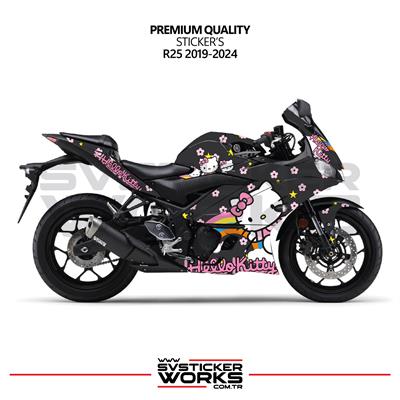 YAMAHA R25 Hello Kitty Kaplama Sticker Motor Kaplama Modeli Hazır Kit 2019 / 2024 Uyumlu