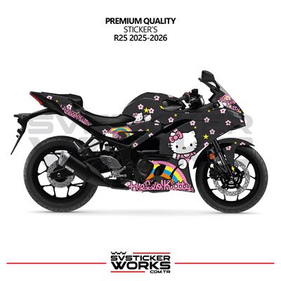 YAMAHA R25 Hello Kitty Kaplama Sticker Motor Kaplama Modeli Hazır Kit 2025 / 2026 Uyumlu