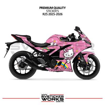 YAMAHA R25 Hello Kitty Kaplama Sticker Motor Kaplama Modeli Hazır Kit 2025 / 2026 Uyumlu
