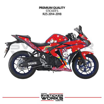 YAMAHA R25 Hello Kitty Kaplama Sticker Motor Kaplama Modeli Hazır Kit 2013 / 2018 Uyumlu